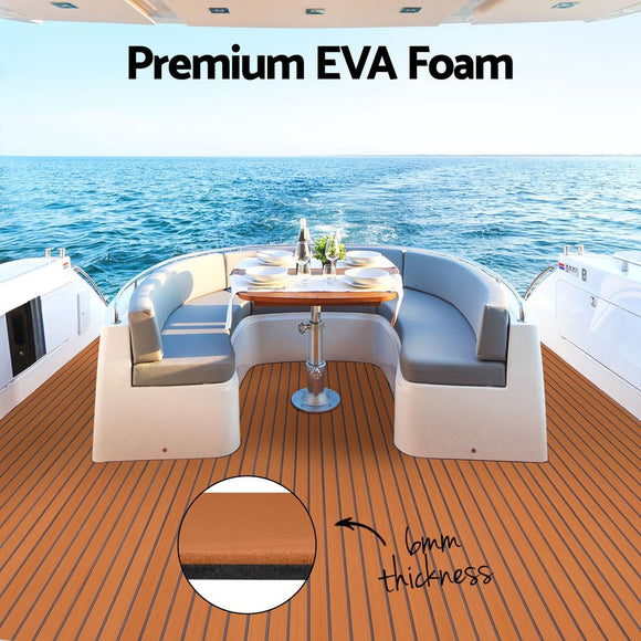 Seamanship EVA Foam Boat Flooring Mat Decking Sheet 240x90x0.6cm Dark Brown - RnR Galore