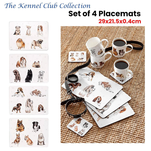 Set of 4 Kennel Club Table Placemats 29x21x0.4 cm - RnR Galore