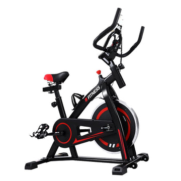 Spin Exercise Bike Flywheel Fitness Commercial Home Workout Gym Machine Bonus Phone Holder Black - RnR Galore