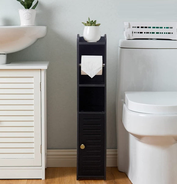 Toilet Paper Roll Holder for Bathroom with roller (Black, 76cm) - RnR Galore