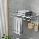 Towel Rail Rack Holder 4 Bars Wall Mounted Aluminium Foldable Hanging Hook - RnR Galore