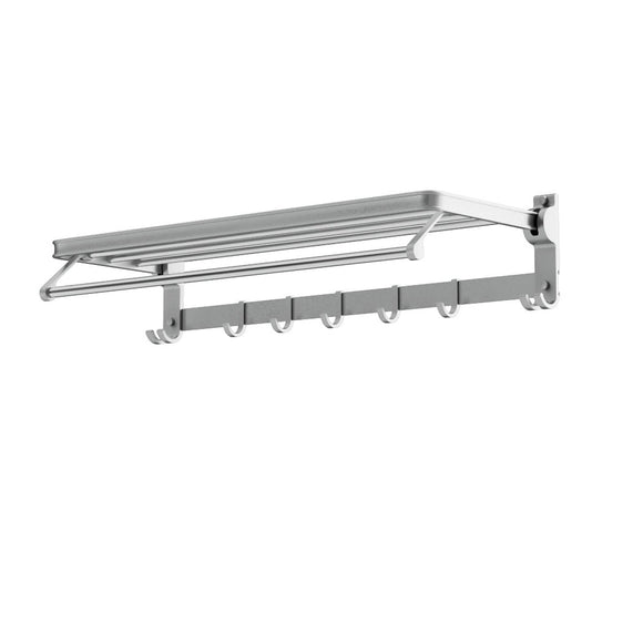 Towel Rail Rack Holder 4 Bars Wall Mounted Aluminium Foldable Hanging Hook - RnR Galore