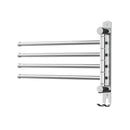 Towel Rail Rack Holder 4 Bars Wall Mounted Stainless Steel Swivel Hanging Hook - RnR Galore