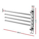 Towel Rail Rack Holder 4 Bars Wall Mounted Stainless Steel Swivel Hanging Hook - RnR Galore