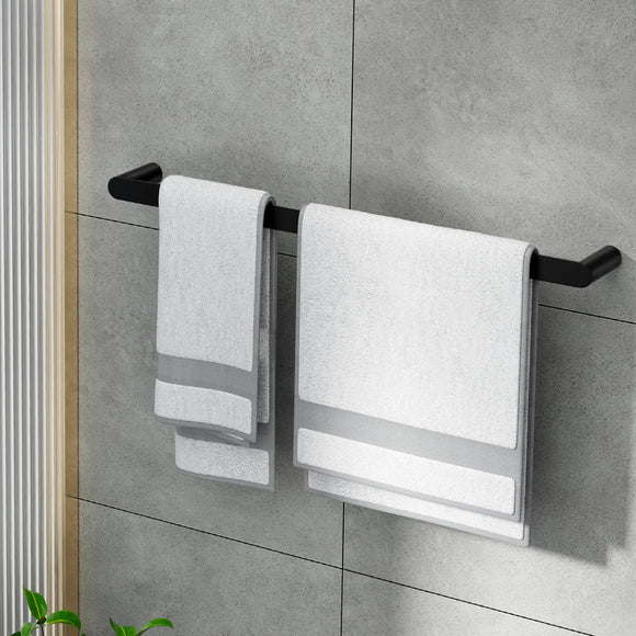 Towel Rail Rack Holder Single 600mm Wall Mounted Stainless Steel Black - RnR Galore