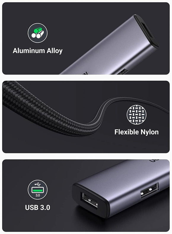 UGREEN 20805 USB 3.0 4 - Port Hub with USB - C Power Port - RnR Galore