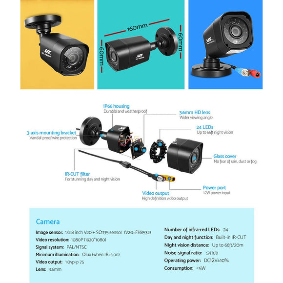UL - tech CCTV Security System 4CH DVR 4 Cameras 1080p - RnR Galore