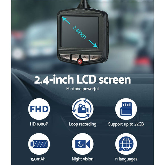 UL - tech Dash Camera 1080P 2.4" Front View,UL - tech Dash Camera 1080P 2.4" Front View Cam Car Video Recorder Night Vision - RnR Galore