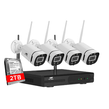 UL - tech Wireless CCTV Security System 8CH NVR 3MP 4 Square Cameras 2TB - RnR Galore