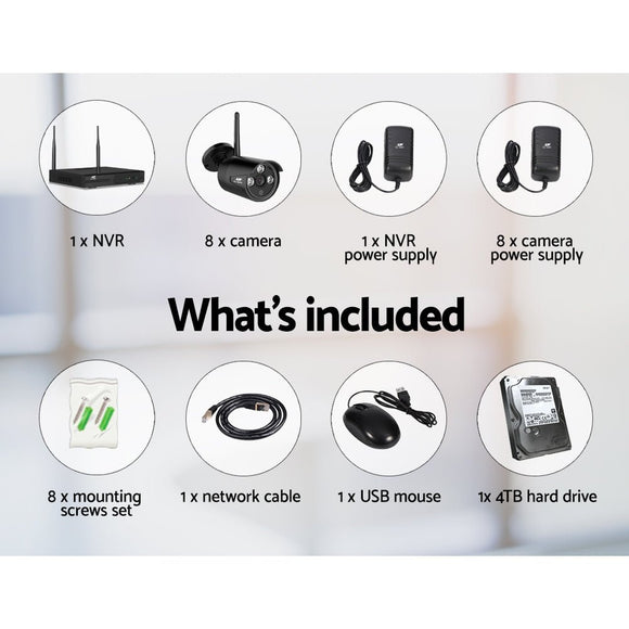 UL - tech Wireless CCTV Security System 8CH NVR 3MP 8 Bullet Cameras 4TB - RnR Galore