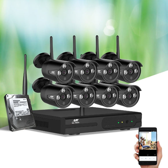 UL - tech Wireless CCTV Security System 8CH NVR 3MP 8 Bullet Cameras 4TB - RnR Galore