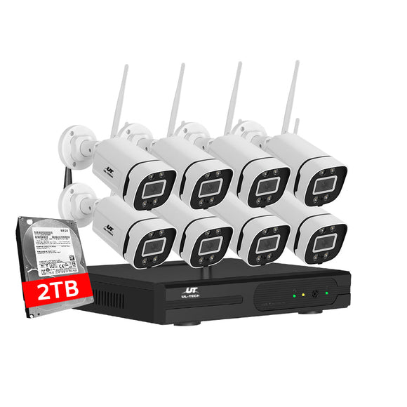 UL - tech Wireless CCTV Security System 8CH NVR 3MP 8 Square Cameras 2TB - RnR Galore