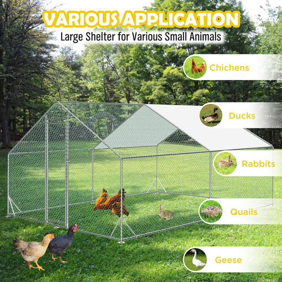 VaKa 3x4x1.95m Metal Walk - in Chicken Coop Rabbit Hutch Cage Hen House Chook Au - RnR Galore