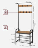 VASAGLE Coat Rack with Shoe Rack 183 cm Height Walnut Brown and Black - RnR Galore