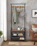 VASAGLE Coat Rack with Shoe Rack 183 cm Height Walnut Brown and Black - RnR Galore
