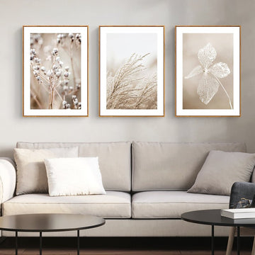 Wall Art 60cmx90cm Dried Flower 3 Sets Wood Frame Canvas - RnR Galore