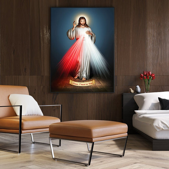 Wall Art 60cmx90cm Jesus Divine Mercy I Trust In You Black Frame Canvas - RnR Galore