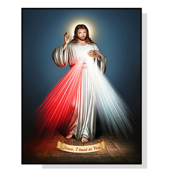 Wall Art 70cmx100cm Jesus Divine Mercy I Trust In You Black Frame Canvas - RnR Galore