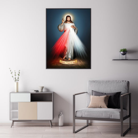Wall Art 70cmx100cm Jesus Divine Mercy I Trust In You Black Frame Canvas - RnR Galore