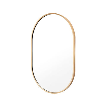 Wall Mirror Oval Aluminum Frame Bathroom 50x75cm GOLD - RnR Galore