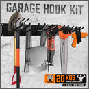 Wall Mounted Hook Rail Set Bike Holder Garden Tool Storage Rack Garage Organizer - RnR Galore