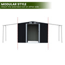 Wallaroo 4x8ft Zinc Steel Garden Shed with Open Storage - Black - RnR Galore