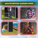 Wallaroo 6x8ft Zinc Steel Garden Shed with Open Storage - Black - RnR Galore