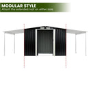 Wallaroo 6x8ft Zinc Steel Garden Shed with Open Storage - Black - RnR Galore