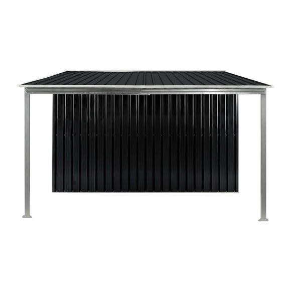 Wallaroo 6x8ft Zinc Steel Garden Shed with Open Storage - Black - RnR Galore