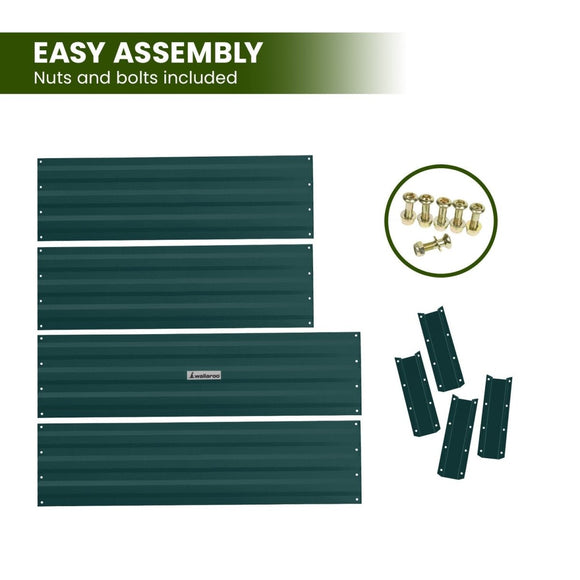 Wallaroo Garden Bed 120 x 60 x 30cm Galvanized Steel - Green - RnR Galore