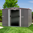 Wallaroo Garden Shed Spire Roof 8ft x 8ft Outdoor Storage Shelter - Grey - RnR Galore