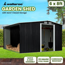 Wallaroo Garden Shed with Semi - Close Storage 6*8FT - Black - RnR Galore