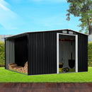 Wallaroo Garden Shed with Semi - Close Storage 6*8FT - Black - RnR Galore
