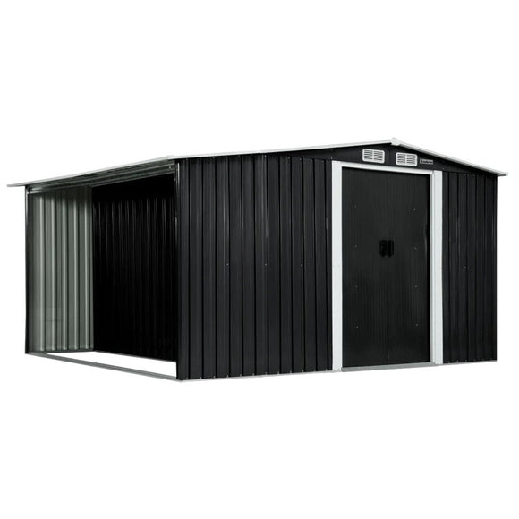 Wallaroo Garden Shed with Semi - Closed Storage 10*8FT - Black - RnR Galore