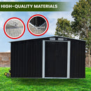 Wallaroo Garden Shed with Semi - Closed Storage 10*8FT - Black - RnR Galore