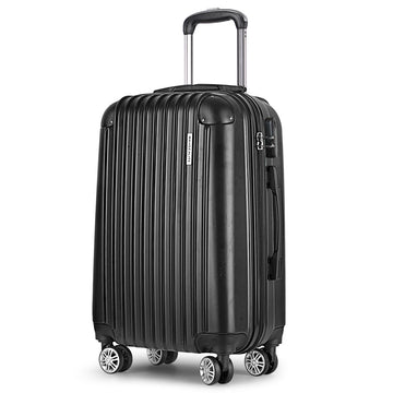 Wanderlite 20" 55cm Luggage Trolley Travel Set Suitcase Carry On Hard Shell Case Sets Lightweight Black - RnR Galore