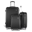 Wanderlite Luggage Set 3pc 20" 24" 28" Suitcase Hardcase Trolley Travel Black - RnR Galore