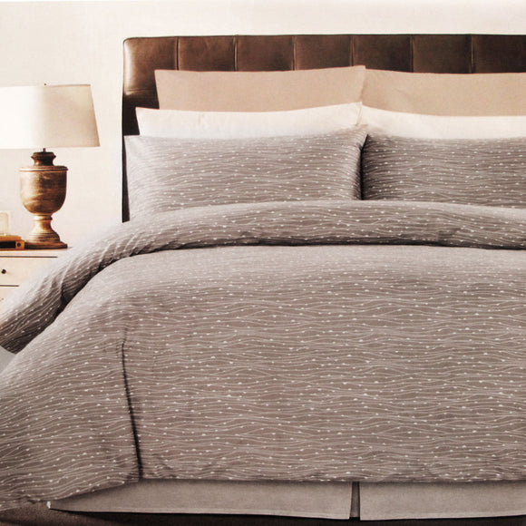 Weaves Coffee Easy Care Quilt Cover Set Double - RnR Galore