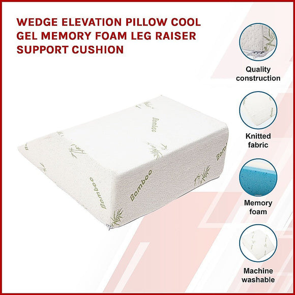 Wedge Elevation Pillow Cool Gel Memory Foam Leg Raiser Support Cushion - RnR Galore
