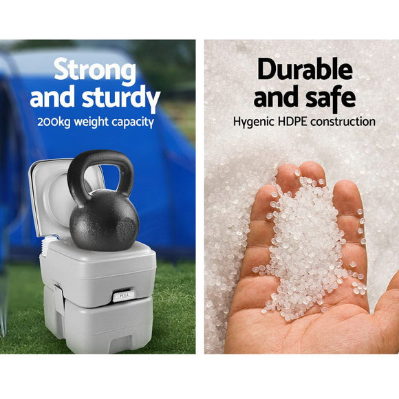 Weisshorn 20L Portable Camping Toilet Outdoor Flush Potty Boating With Bag - RnR Galore