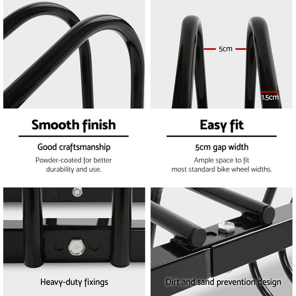 Weisshorn 6 Bike Stand Rack Bicycle Storage Floor Parking Holder Cycling Black - RnR Galore