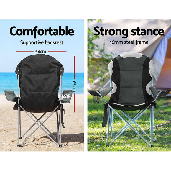 Weisshorn Camping Folding Chair Portable Outdoor Hiking Fishing Picnic Grey 2pcs - RnR Galore