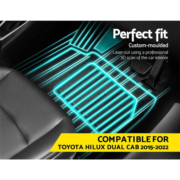 Weisshorn Car Rubber Floor Mats Compatible For Toyota Hilux Dual Cab 2015 - 2022 - RnR Galore