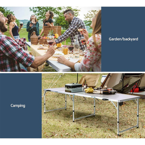 Weisshorn Folding Camping Table 240CM Portable Outdoor Picnic BBQ Aluminium Desk - RnR Galore
