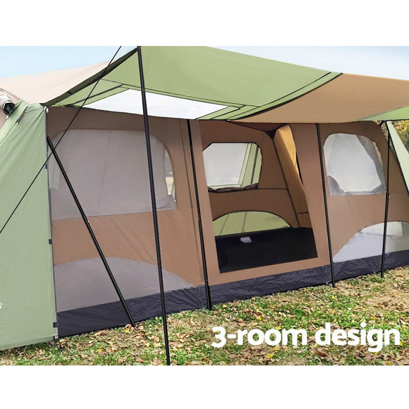 Weisshorn Instant Up Camping Tent 10 Person Outdoor Family Hiking Tents 3 Rooms - RnR Galore