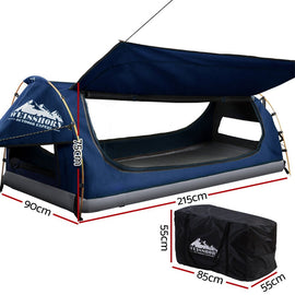 Weisshorn King Single Swag Camping Swags Canvas Free Standing Dome Tent Blue - RnR Galore