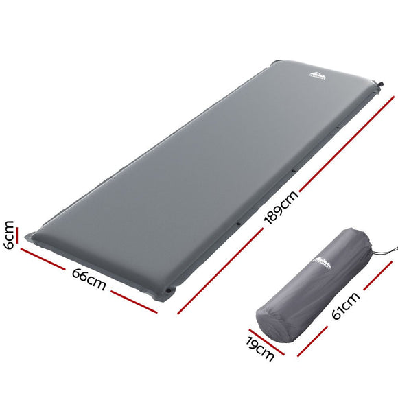 Weisshorn Self Inflating Mattress Camping Sleeping Mat Air Bed Pad Single Grey - RnR Galore