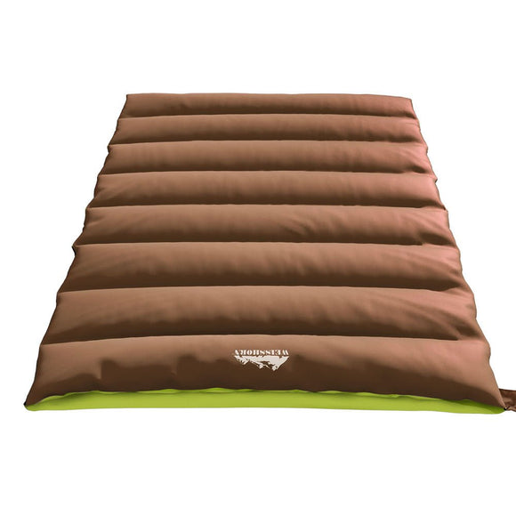 Weisshorn Sleeping Bag Double Bags Thermal Camping Hiking Tent Brown - 5°C - RnR Galore
