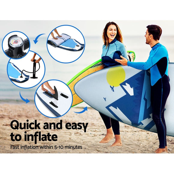 Weisshorn Stand Up Paddle Board 10.6ft Inflatable SUP Surfboard Paddleboard Kayak Surf Blue - RnR Galore
