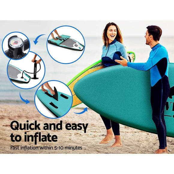 Weisshorn Stand Up Paddle Board 10.6ft Inflatable SUP Surfboard Paddleboard Kayak Surf Green - RnR Galore